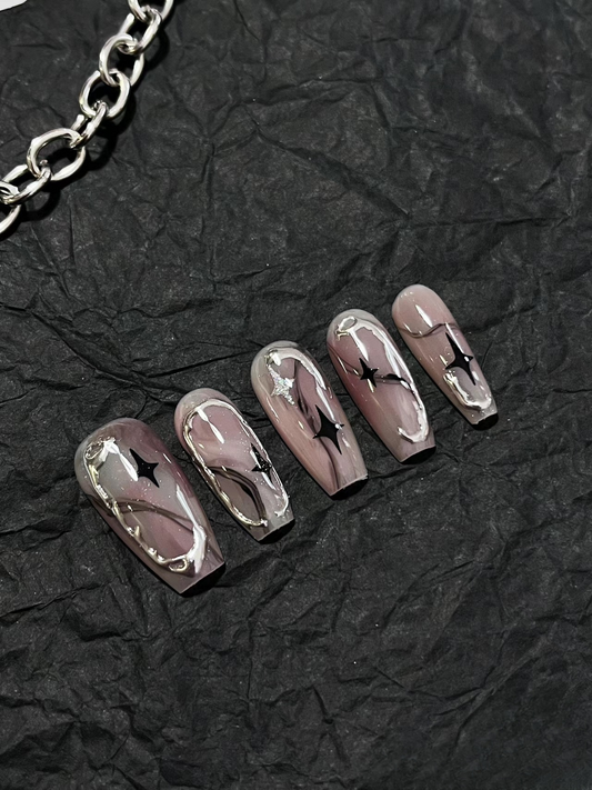Punk ink smudged purple smoke handmade | False Nails | SHOPQAQ