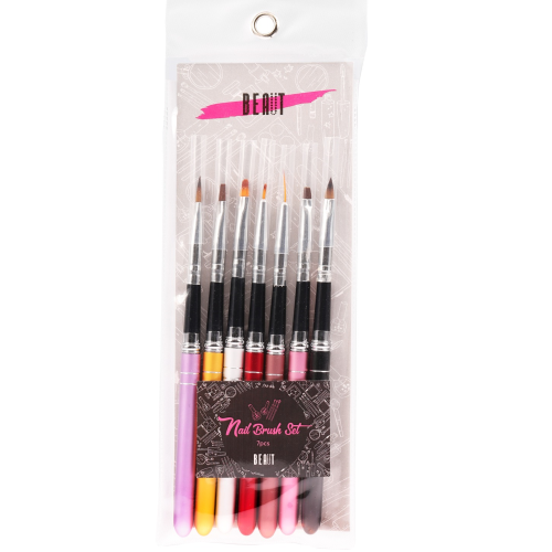 BEAUT 7PC DETACHABLE CAP HANDLE NAIL BRUSH KIT