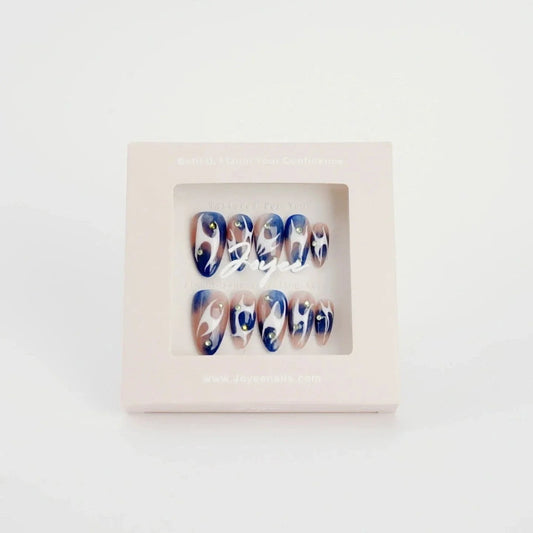Handmade- Blue Fire nails Press On Nail Set