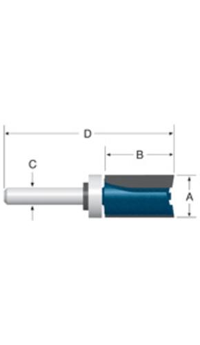 Bosch 85680MC "Carbide Tipped" Top Bearing Mounted Straight/Trim Bit 2-1/2"