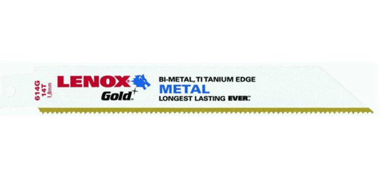 Lenox® 21067614GR Gold® Metal Reciprocating Saw Blades, 14 TPI, 6", 5-Pack