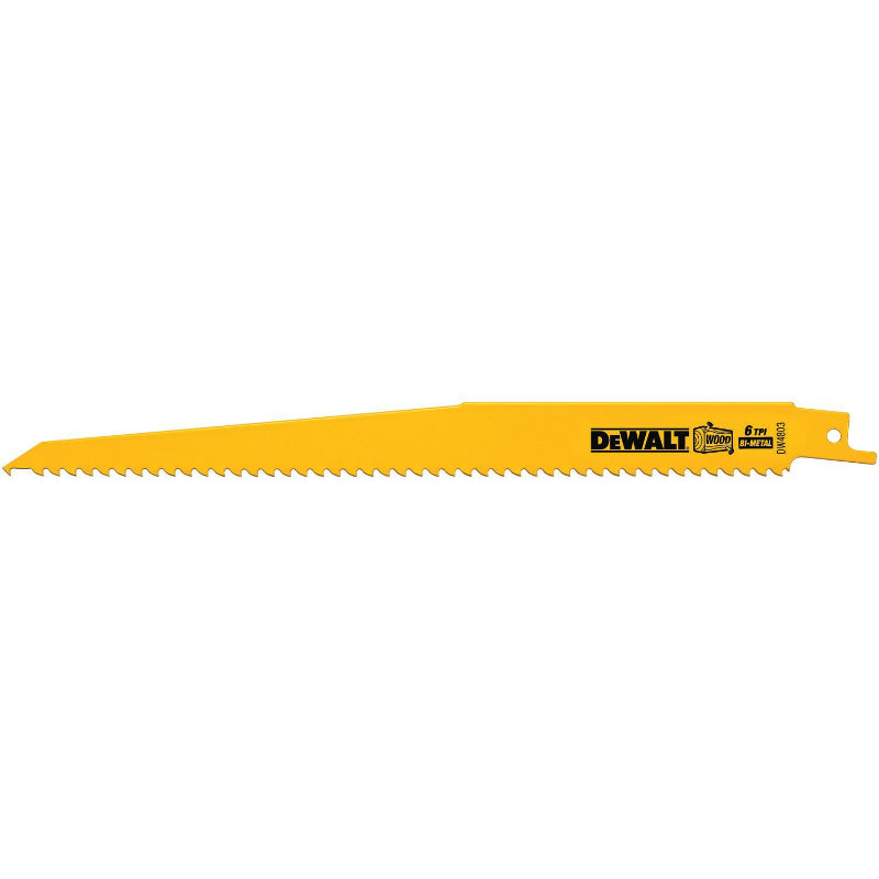 DeWalt® DW4803 Taper Back Bi-Metal Reciprocating Saw Blades, 6 TPI, 9", 5-Pack