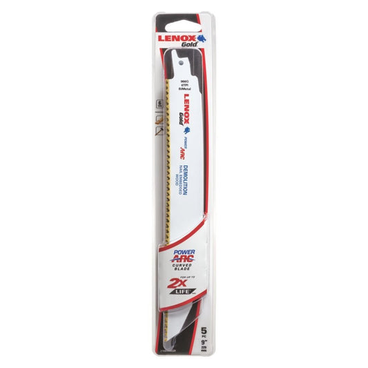 Lenox® 21090966GR Gold® Power Arc Curved Demolition Recip Blade, 6 TPI, 9"