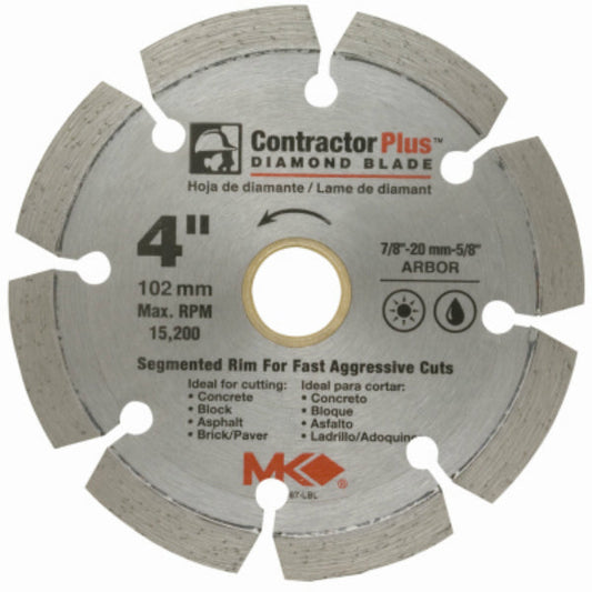 MK Diamond® 166987 Contractor Plus™ Segmented Rim Diamond Blade, 4"
