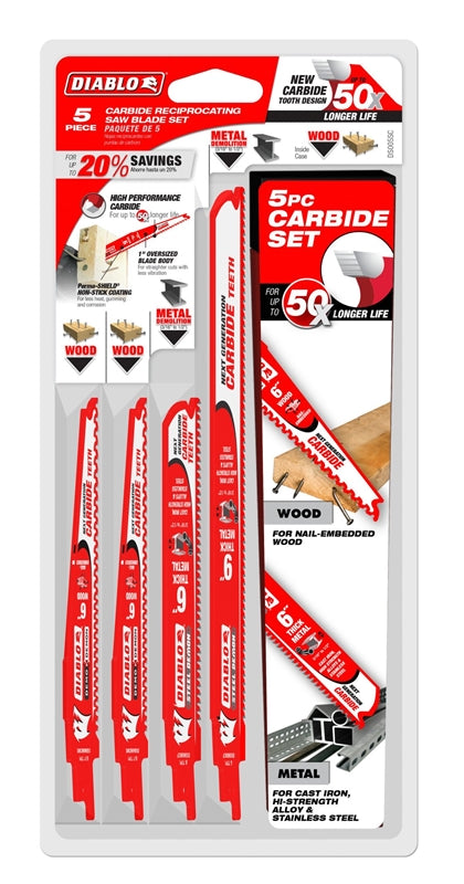 Diablo DS005SC Carbide Reciprocating Blade Set, 5-Piece