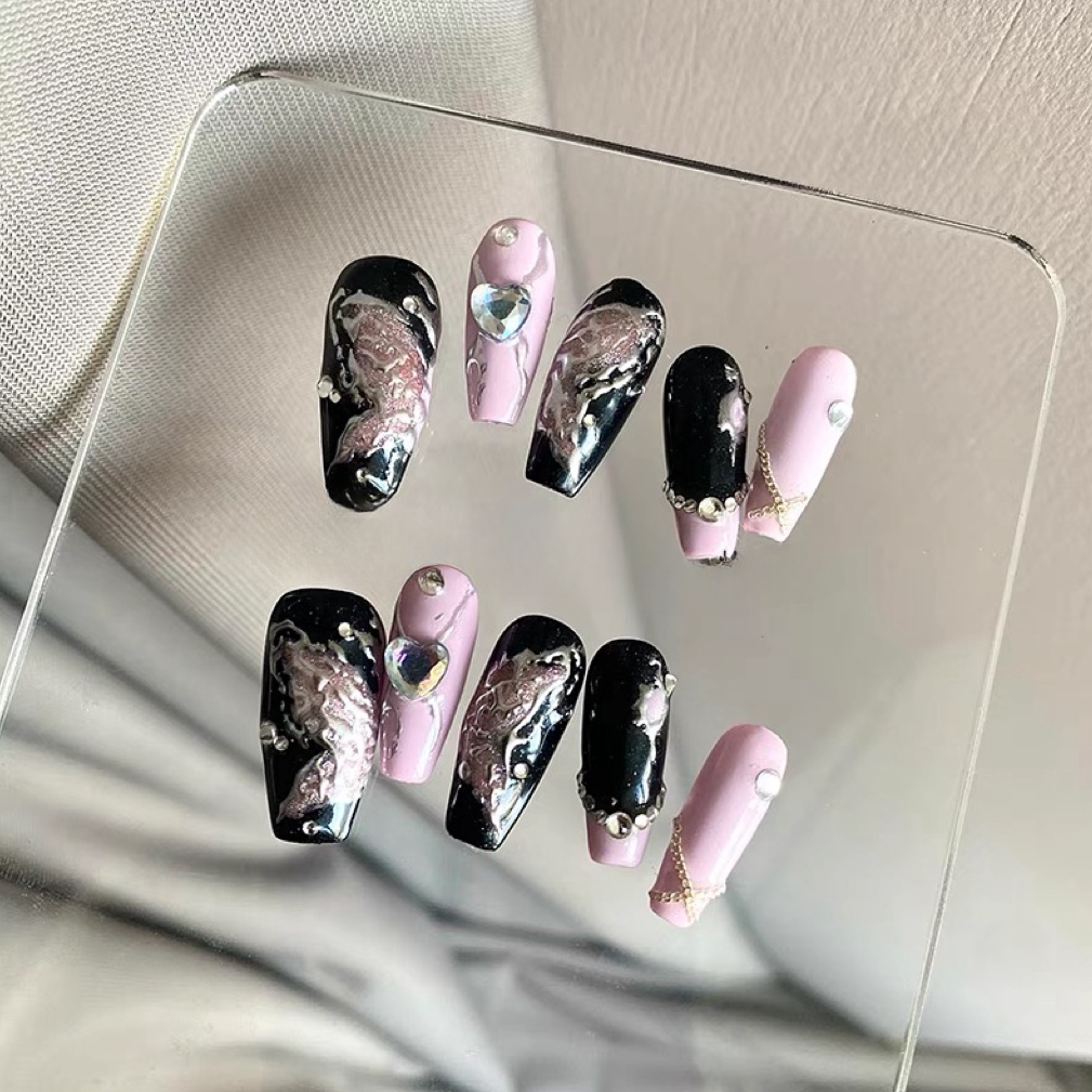 Pink Rhinestone Hearts and Silver