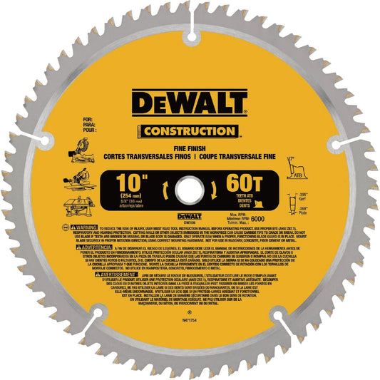 DEWALT 10 In. 60-Tooth Construction Circular Saw Blade