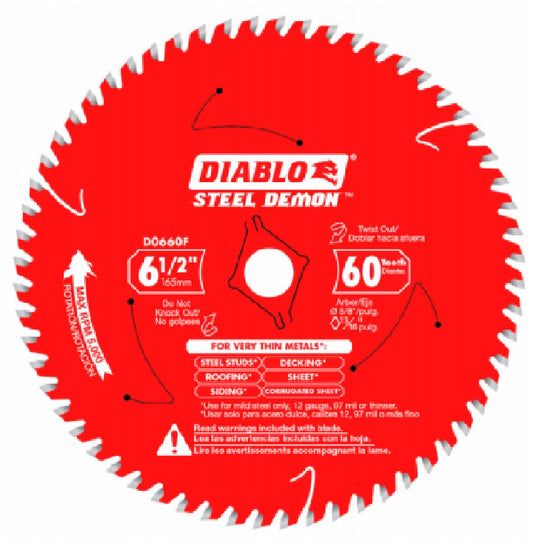 Diablo D0660F Demon Metal Cutting Saw Blade, 6-1/2 Inch x 60-Tooth