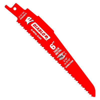 Diablo DS0608BFD25 Steel Demon Bi-Metal Reciprocating Blade, 6 Inch