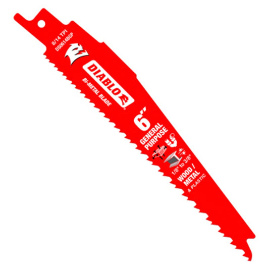 Diablo DS0614BGP25 General Purpose Demo Demon Reciprocating Saw Blades, 6 Inch