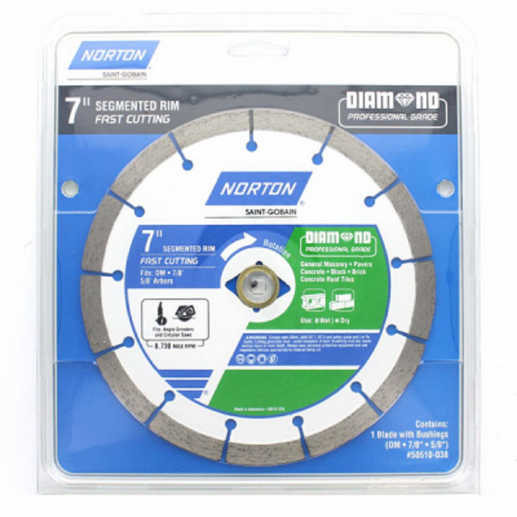 Norton 50510-038 Segmented Rim Diamond Saw Blade, 7 Inch