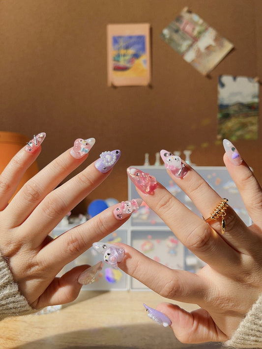 Joyee Sugar KK Short Almond Press-on nails | Ready to ship